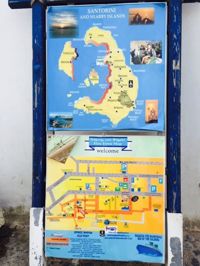 サントリーニ島のフィラの街の地図